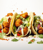 Crispy Cauliflower Tacos with Garlic Miso Hot Sauce Marinade & Vegan Creamy Spread Drizzle